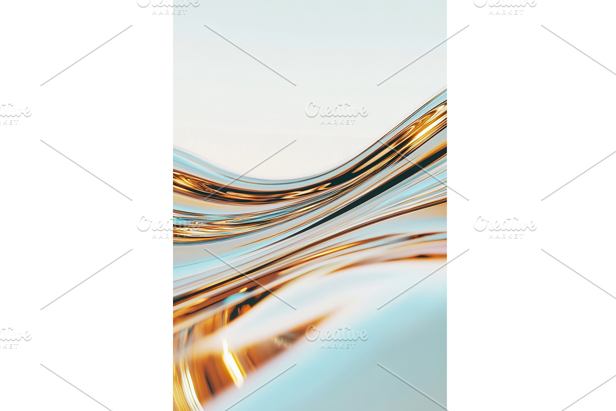 Abstract flowing golden and blue, an Illustration by Lermont51