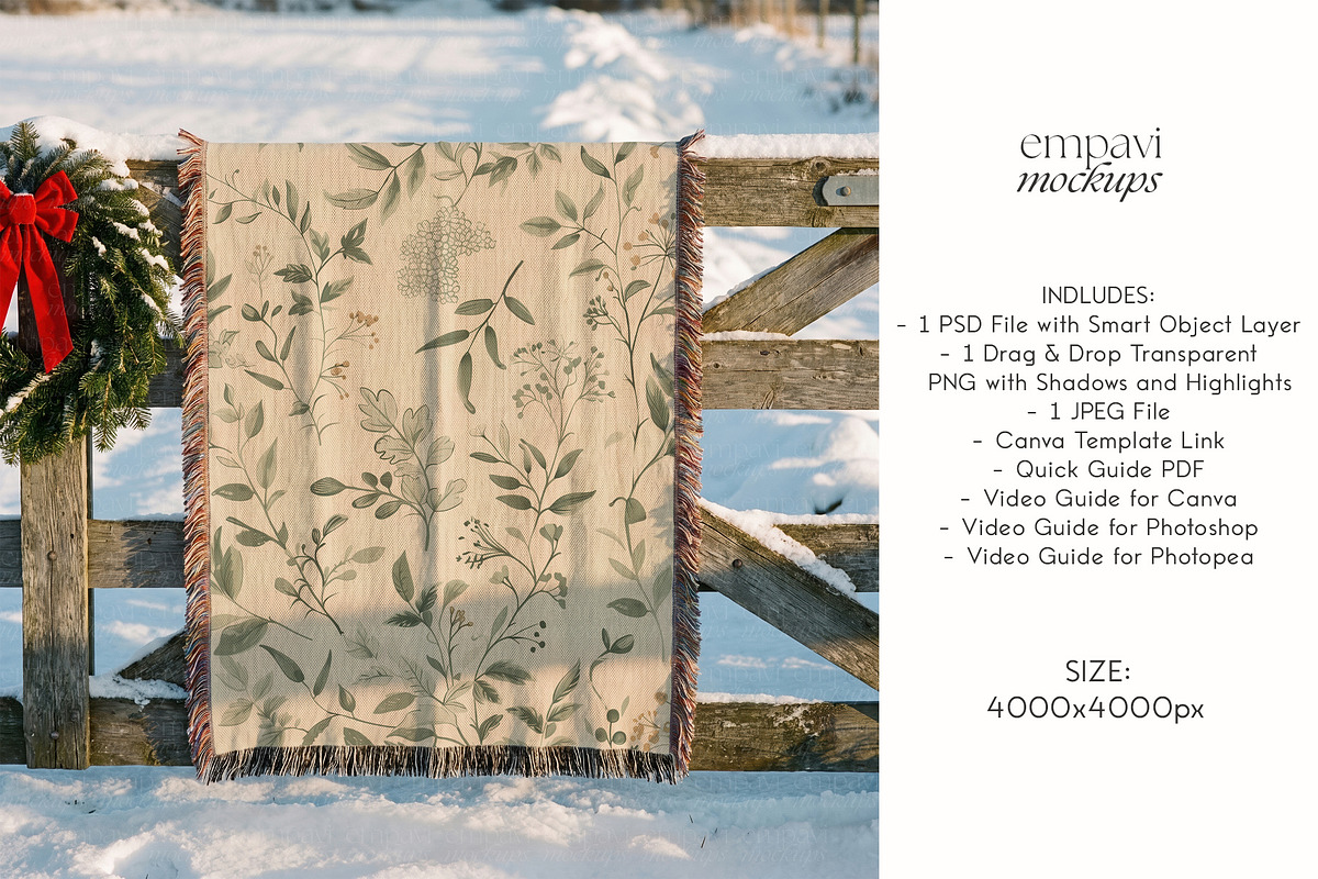 Woven Blanket Mockup, a Household Mockup by EmpaviMockups (Photo 5 of 7)