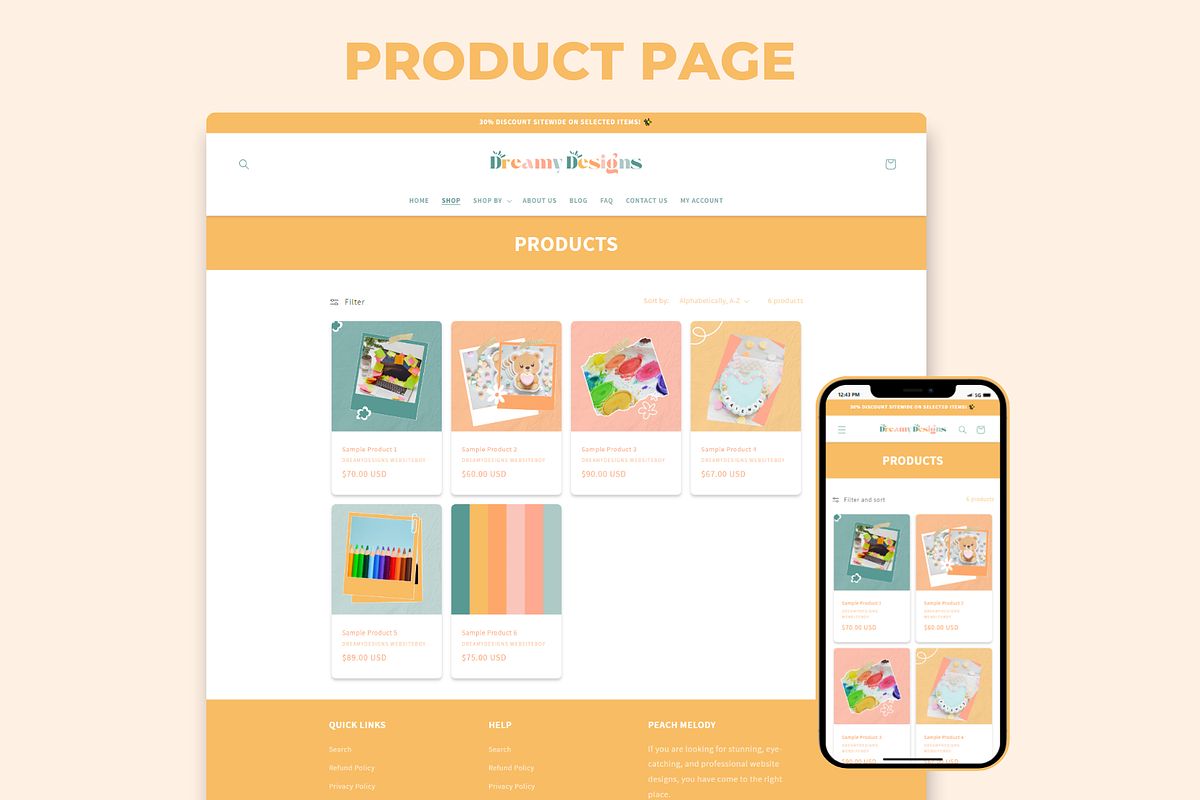 Shopify Theme Dreamy Designs, a Shopify Template by Websiteboy (Photo 3 of 10)