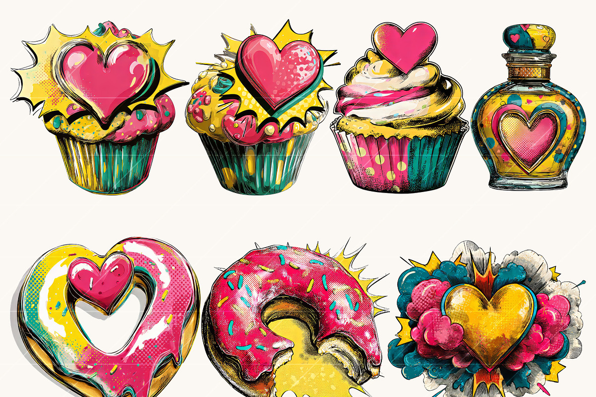 Pop Art Valentine Clipart Set, a Seasonal Illustration by Design Scotch (Photo 3 of 9)