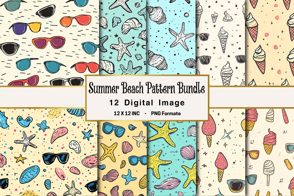Summer Beach Pattern Bundle, an Illustration by OK Design (Photo 1 of 4)