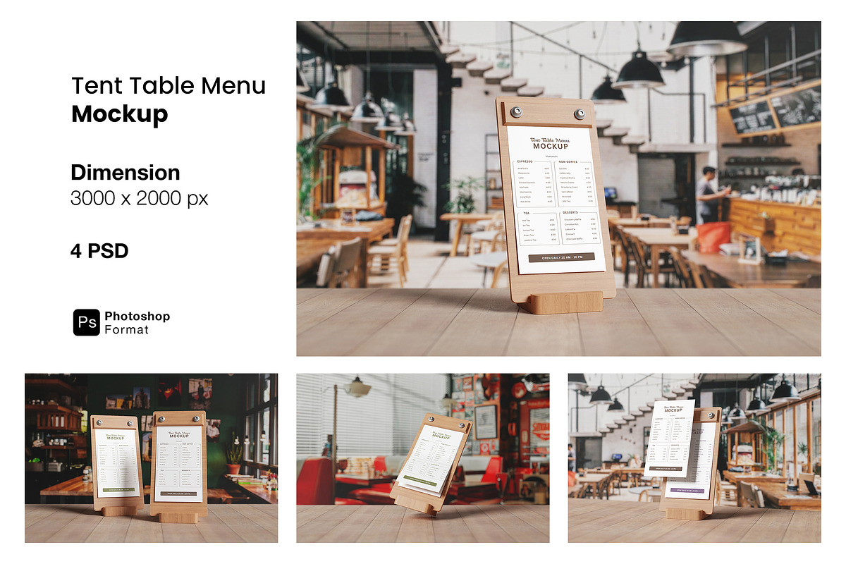 Tent Table Menu Mockup, a Product Mockup by ianmikraz (Photo 1 of 5)