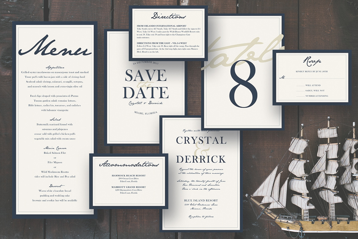 Deep Blue Sea Wedding Suite, an Invitation Template by Ashlyn Designs, image size:1200x800