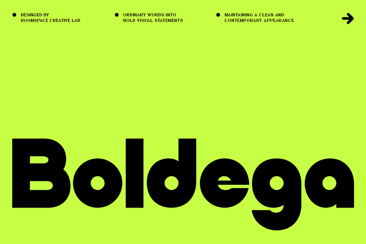 Boldega - Bold Geometric Display, a Sans Serif Font by roomspace creative lab (Photo 1 of 9)