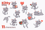 Gray Kitty Birthday collection, an Animal Illustration by moja doodle (Thumbnail 2 of 4)