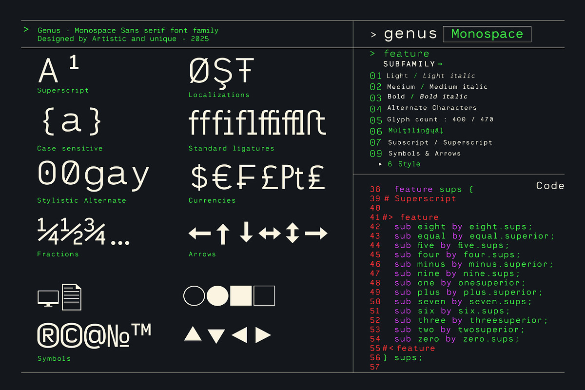 Genus - Monospace Sans Serif Font, a Sans Serif Font by Artistic & Unique (Photo 5 of 15)