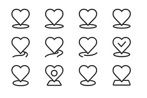 Collection of heart icons with, an Object Illustration by ZinetroN