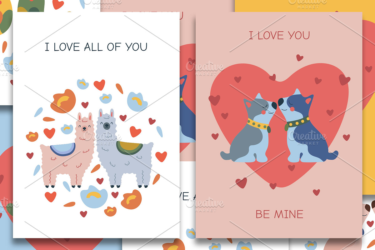 Happy Valentine's Day postcard set, an Animal Illustration by KartInnka (Photo 4 of 6)