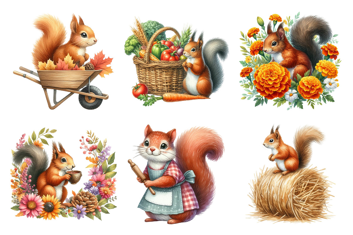 Fall Squirrels Garden Clipart, an Illustration by Daily.Designs (Photo 5 of 5)