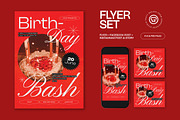Red White Birthday Bash Flyer Set, a Flyer Template by graphicook (Thumbnail 1 of 3)
