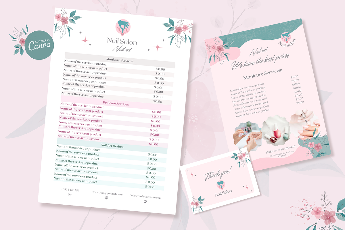 Nail Salon Promo Canva Templates, a Marketing Template by PaolaroiDesign (Photo 1 of 8)