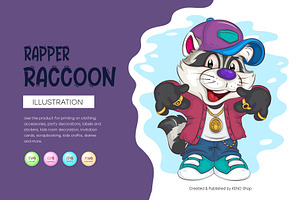 Cartoon Raccoon Hip-hop Rapper.