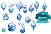 Blue Watercolor Christmas Decor Clip, a Seasonal Illustration by Verdigris Studios (Thumbnail 2 of 4)