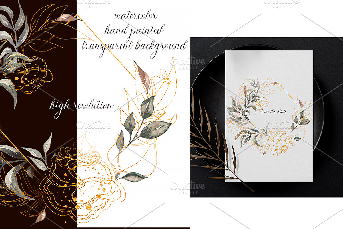 Watercolor Floral Cross, Wreath Set, a Decorative Illustration by MayaNavits (Photo 4 of 7)