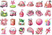 Watercolor Pink Golf Clipart, an Illustration by Sublimation Artist (Thumbnail 2 of 6)