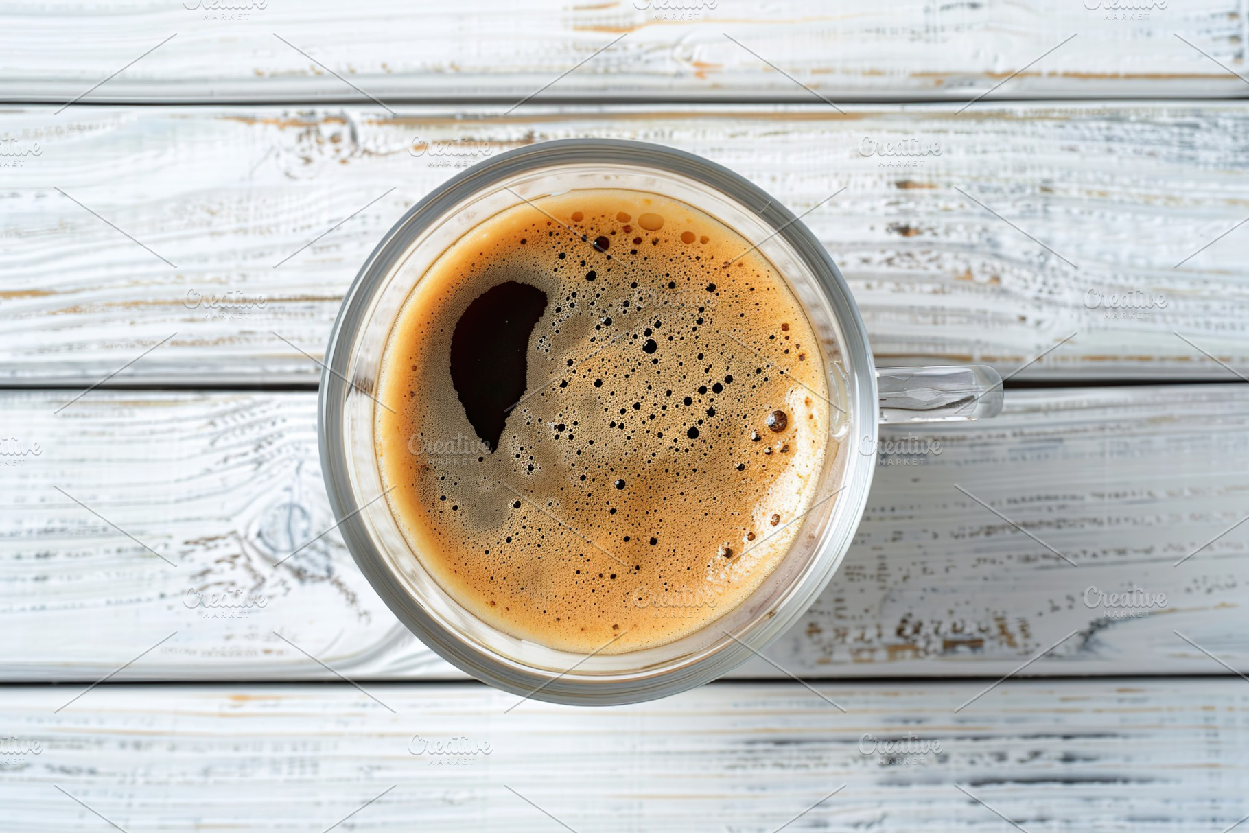 Flat lay of cup of coffee on wooden table, a Food & Drink Photo by AlyaAnd