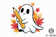 Fall Halloween Ghost Teacher Autumn, a Graphic by Designking (Thumbnail 1 of 4)