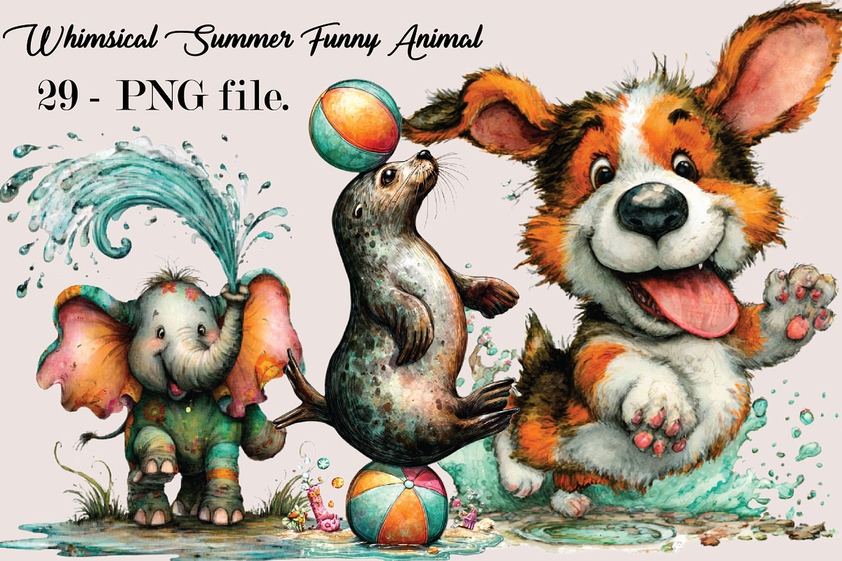 Whimsical Summer Funny Animal, an Animal Illustration by SVGArt (Photo 1 of 5)