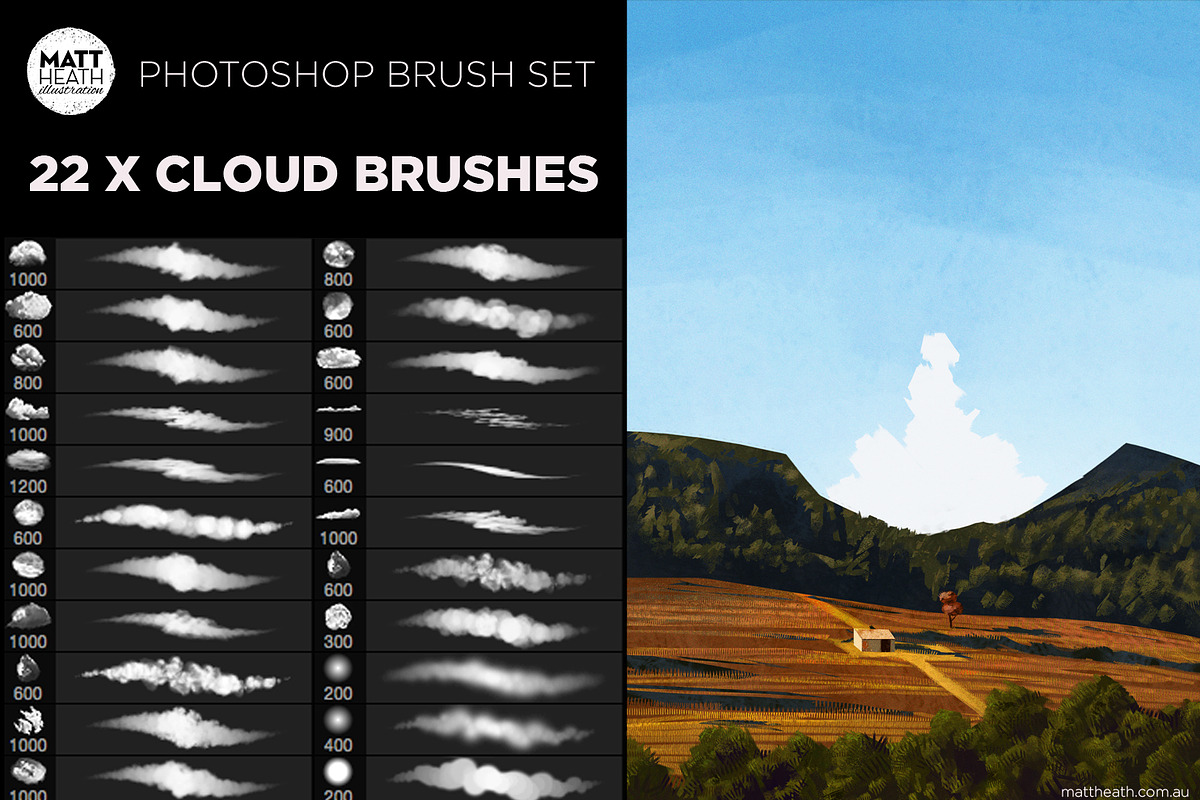 Matt's Photoshop Cloud Brush Set, a Brush Add-On by Matt Heath (Photo 5 of 5)