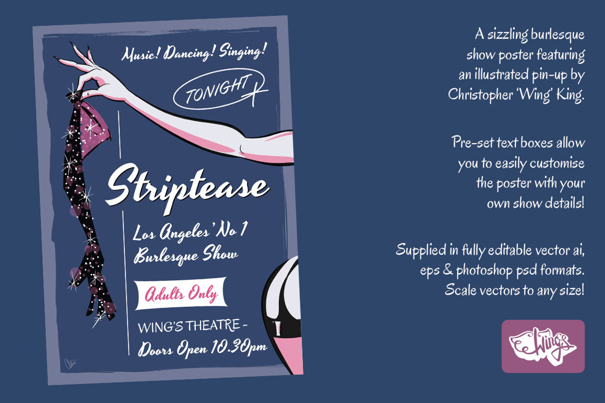 Burlesque Pin-Up and Poster Template, an Illustration by Wingsart Studio (Photo 2 of 3)