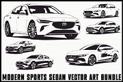 Modern Sports Sedan Vector Set, an Illustration by Gfx_Store (Thumbnail 1 of 8)