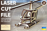 Helicopter - Laser Cut File, an Object Graphic by VectorPainter (Thumbnail 1 of 13)