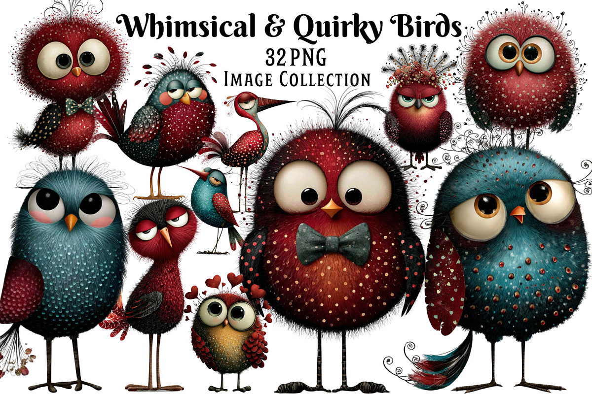 Whimsical & Quirky Bird Clipart, an Illustration by Dream Creation (Photo 1 of 5)