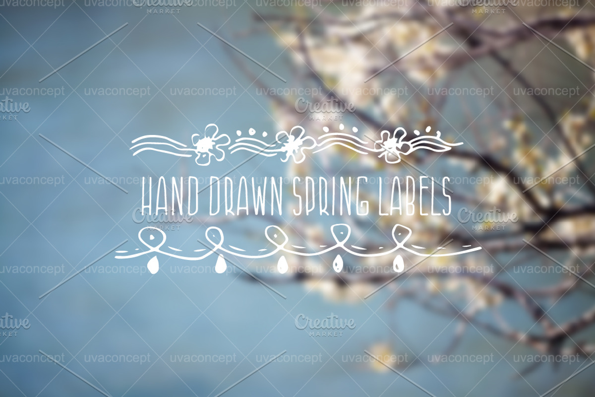 Hand drawn spring labels, a Branding & Logo Template by UVAconcept