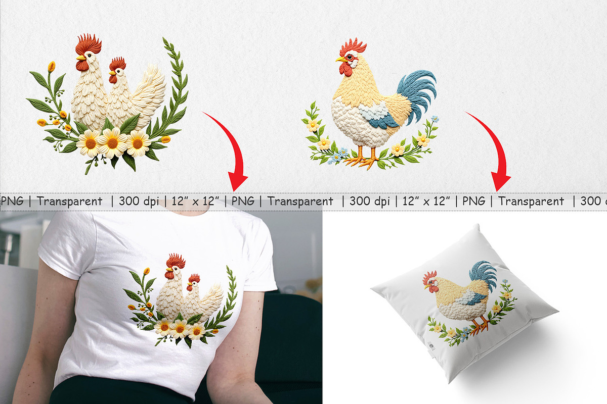 Chicken Embroidery Clipart, a Graphic by Artnoy (Photo 3 of 5)