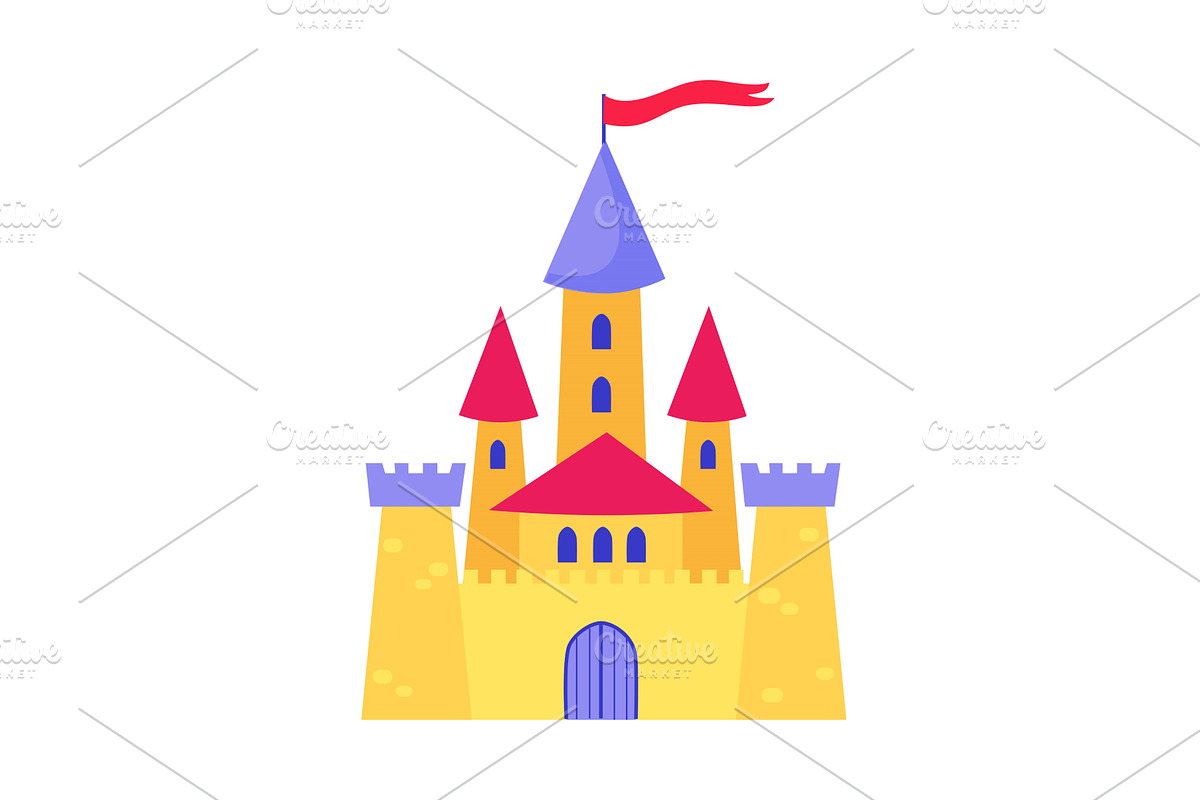 Cute Fairy Tale Castle with Gate, an Illustration by TopVectors