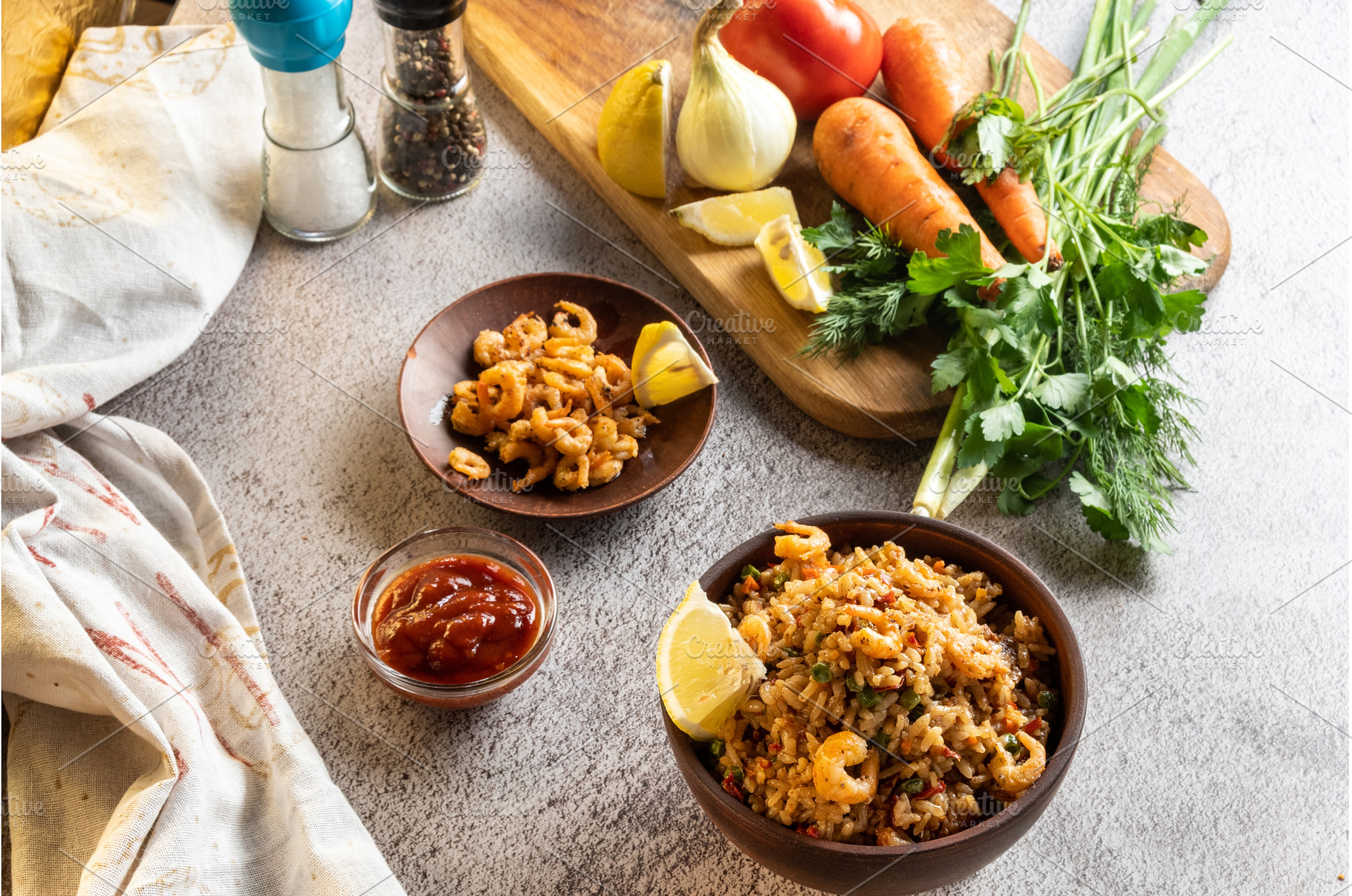 Cooking a dish with shrimp. Italian, a Food & Drink Photo by Stockphoto by vzwer