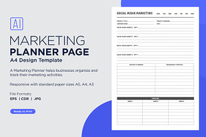 Social Media Marketing Planner Sheet, a Stationery Template by shahsoft