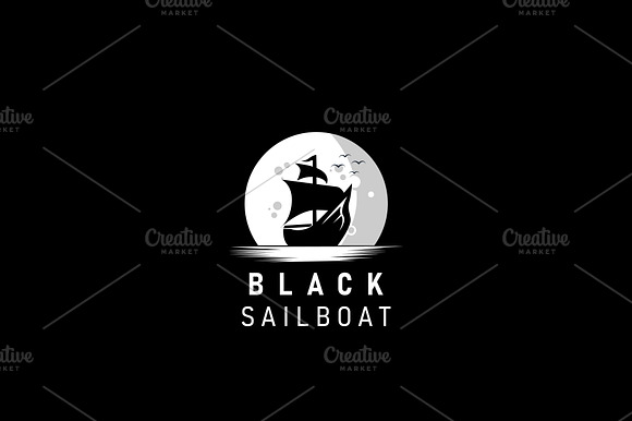 Black Sailor Ship Logo Design preview 2