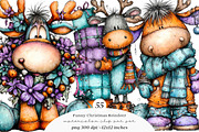 Funny Christmas Reindeer Clipart, an Illustration by SinaCreation (Thumbnail 1 of 11)