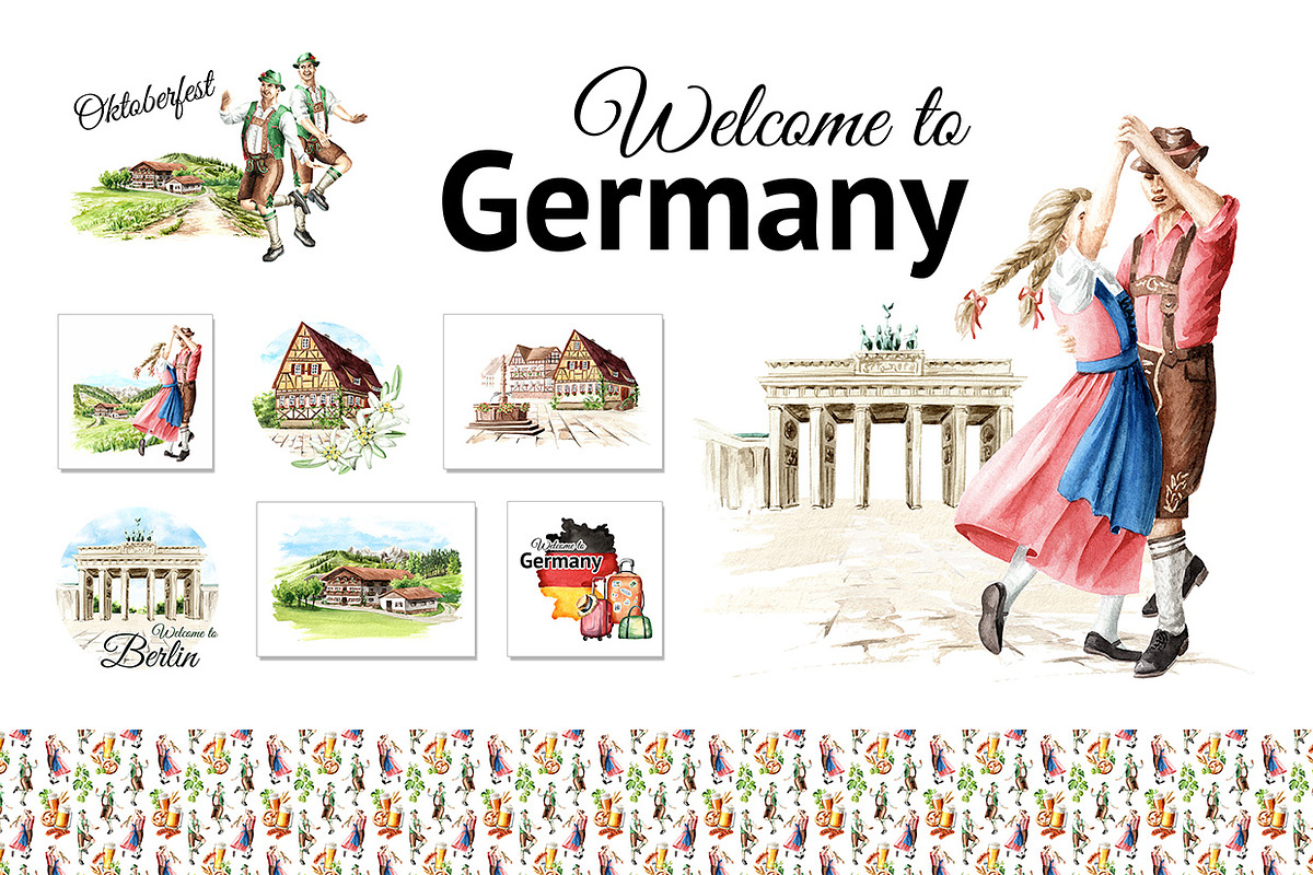 Welcome to Germany. Watercolor set, an Illustration by Daria Ustiugova (Photo 1 of 15)