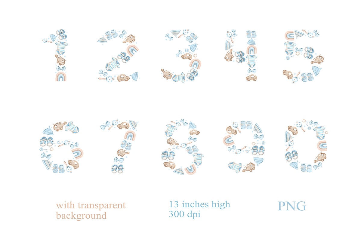 Watercolor Nursery numbers PNG, an Object Graphic by Alena Kurian (Photo 2 of 3)