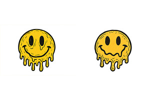 Bright yellow smiley faces melting, an Illustration by ZinetroN