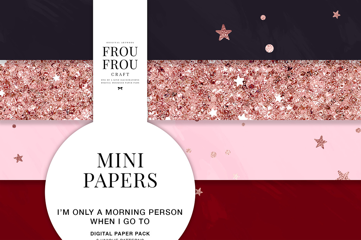 Rose Gold Pink Black Mini Papers, a Pattern Graphic by Frou Fou Craft (Photo 1 of 7)