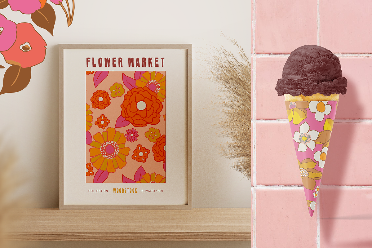 70s RETRO FLORAL PATTERN SET, a Pattern Graphic by Lauren Lesley Studio (Photo 3 of 16)