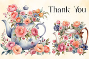 Watercolor Flowers Teapot Clipart, an Illustration by CraftArtStudio (Thumbnail 7 of 7)