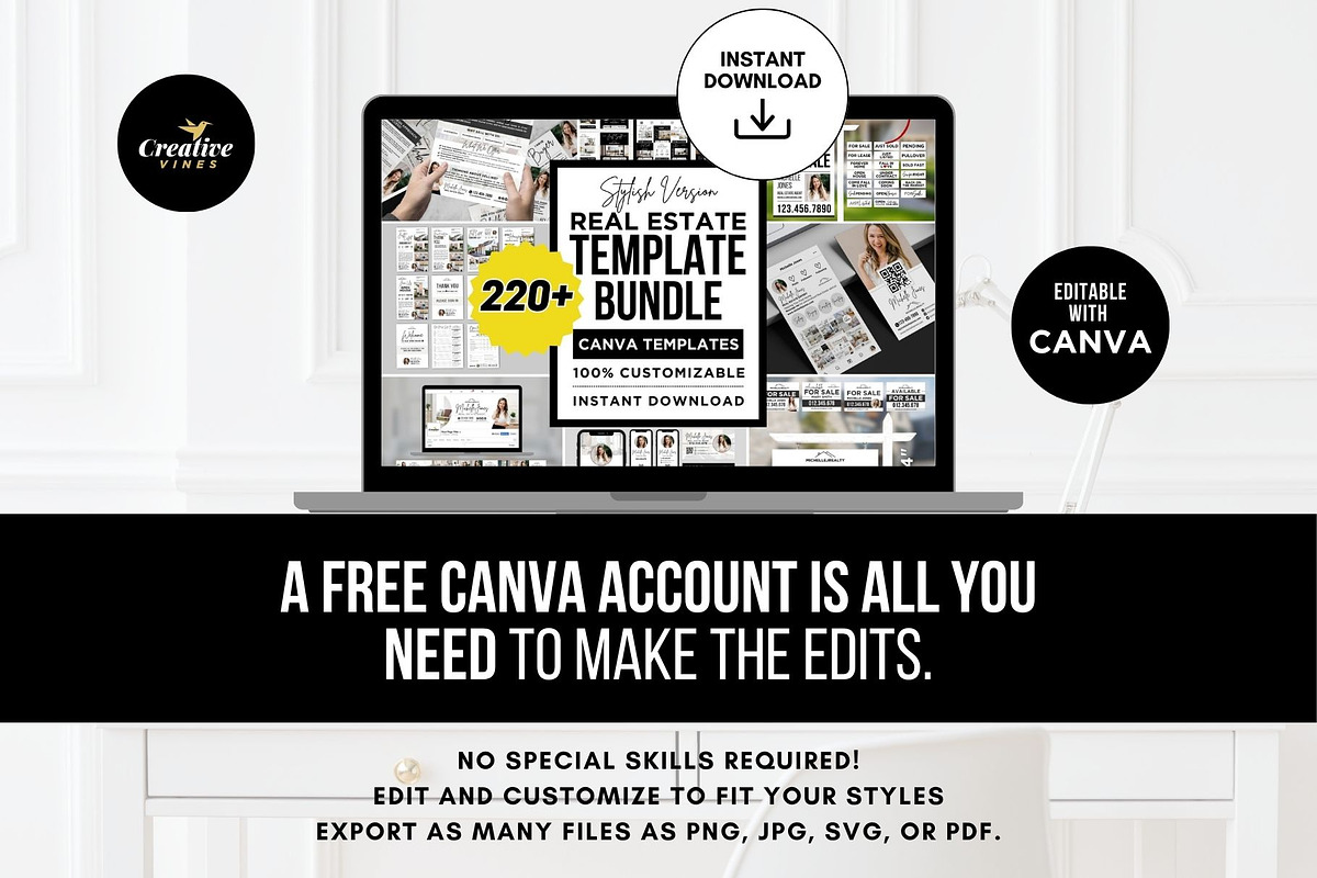Real Estate Templates Realtor Canva, a Marketing Template by CreativeVinesStore (Photo 8 of 8)