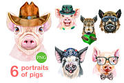 Cute watercolor pigs. Part 8, an Animal Illustration by Watercolor fantasy (Thumbnail 1 of 5)
