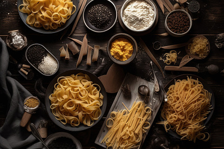 Top - down italian food photography, a Photo by Virgo Studio