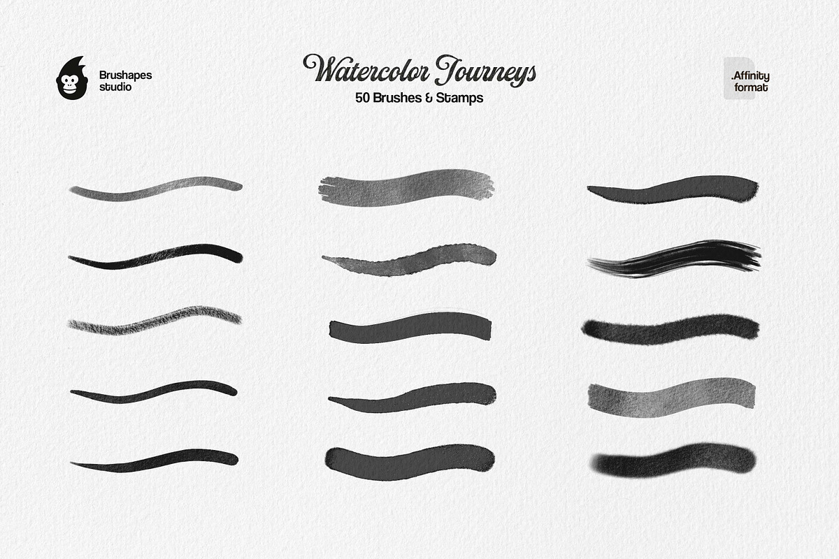 Watercolor Journeys Affinity Brushes, a Brush Add-On by brushapes.com (Photo 2 of 11)