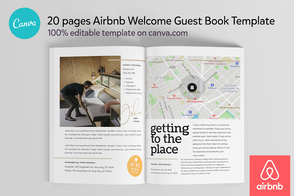 Airbnb Guest Book Canva template, a Templates & Theme by DeLaGranSiete (Photo 3 of 10)