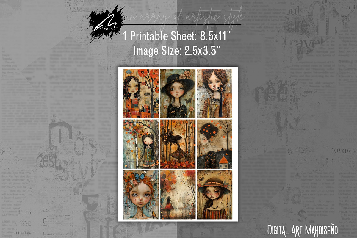 Fall is Here, Whimsical Girl Pages, a Seasonal Illustration by Digital Art Mahdiseño (Photo 6 of 10)