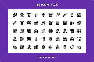 Food delivery icons, an Outline Icon by Wencory