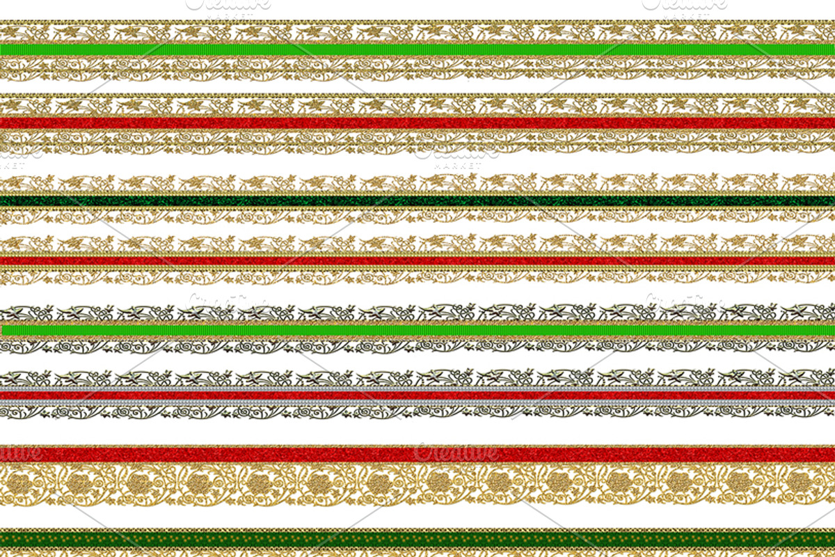 Christmas gold lace ribbon borders