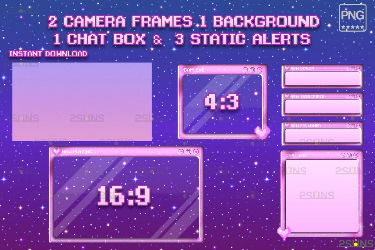 Kawaii twitch overlay package, a Social Media Template by 2SUNS (Photo 3 of 3)
