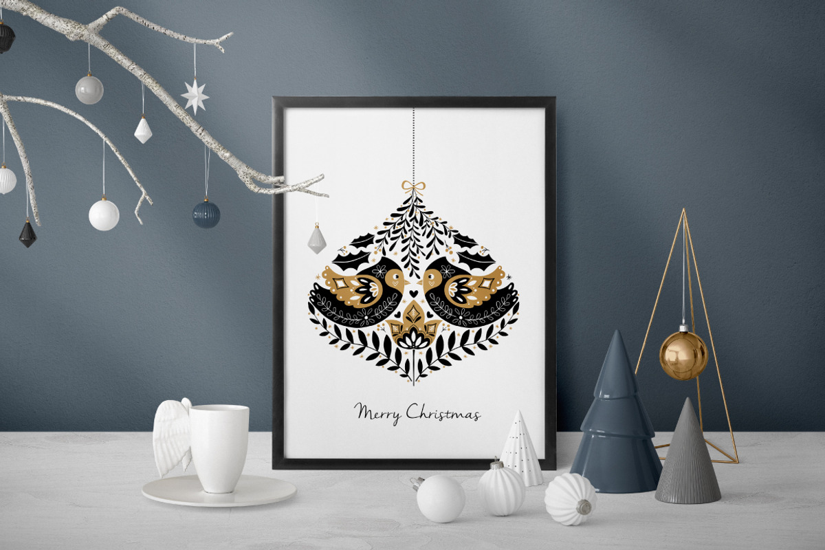 Gold Christmas Folk Art collection, an Object Graphic by DariSmartArt (Photo 3 of 12)